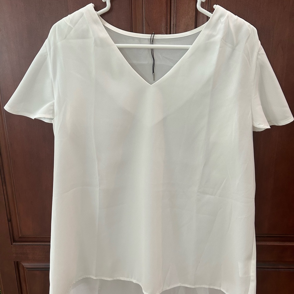 Elegant White V-Neck Women's Top
